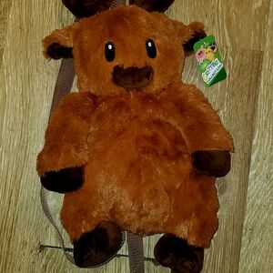 Brown Plush Cow Backpack